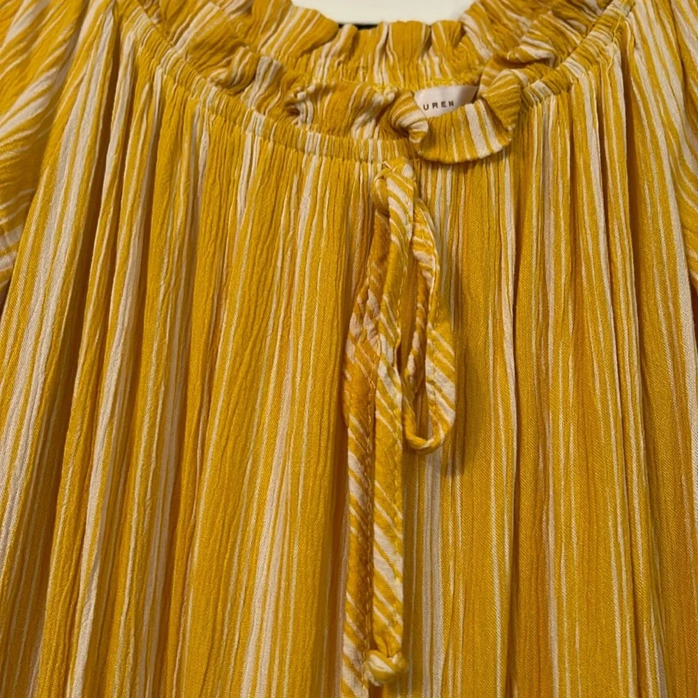 LC Lauren Conrad Striped Dress Yellow 3/4 sleeves women’s size S